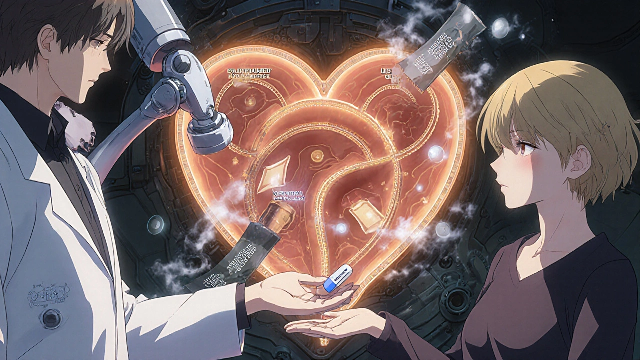 A doctor hands a generic progesterone capsule to a patient as three hormonal delivery pathways glow behind them in a futuristic clinic.