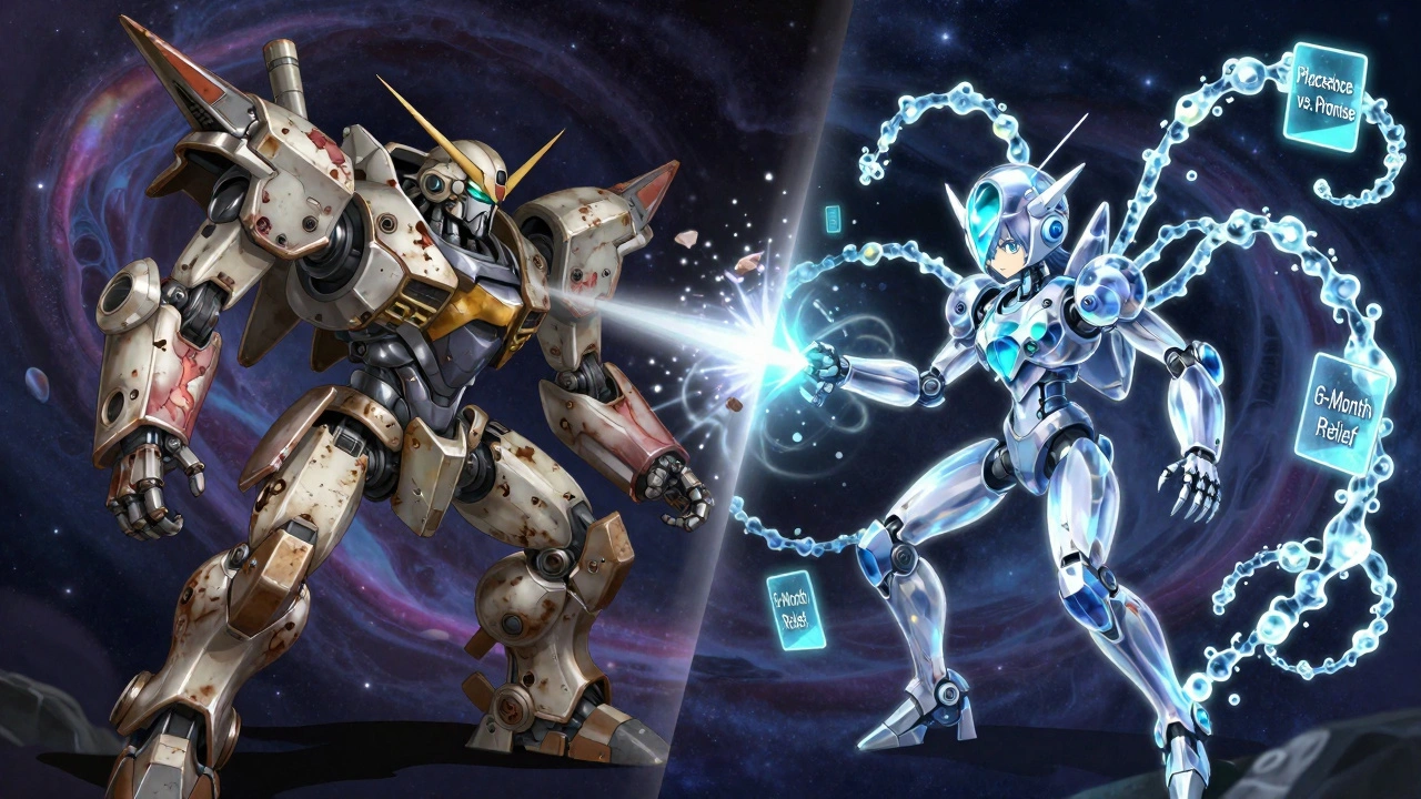 A battle between a rusted bone-drill mech and a crystalline HA drone inside a joint, restoring smooth motion.