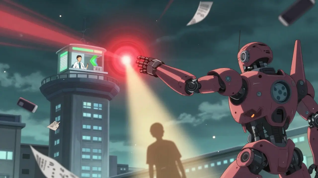 A robotic pharmacist sending a life-saving alert to a hospital across the city.