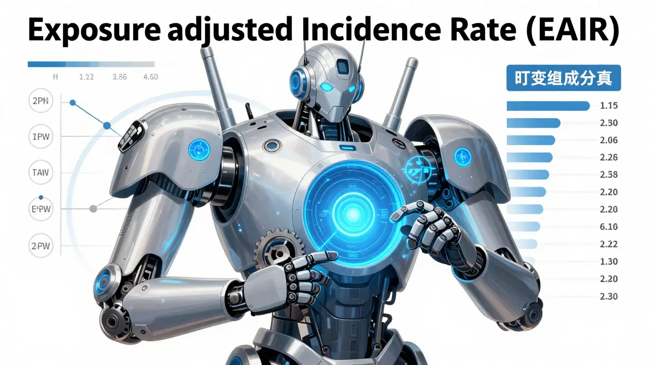 Precision robot accurately calculating drug safety using exposure-adjusted rates