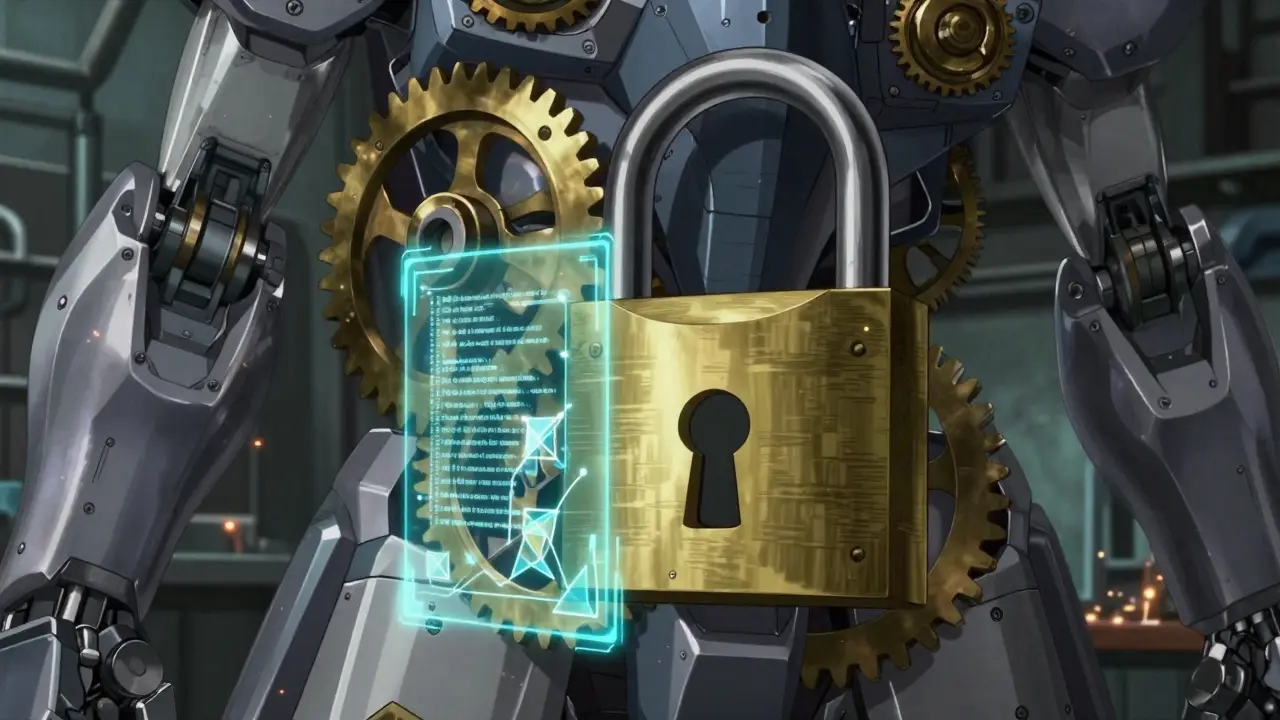 Interlocking mechanical gears with holographic contract diagrams