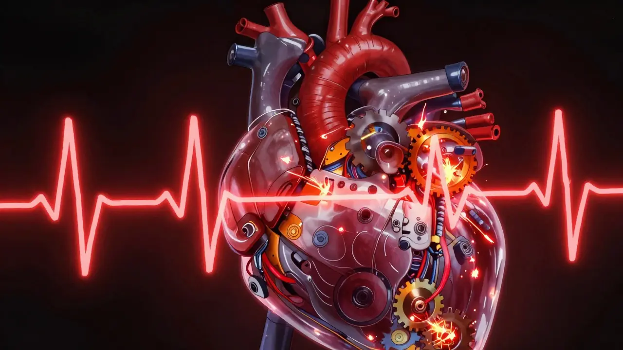 Mechanical heart engine overheating with dangerous electrical sparks