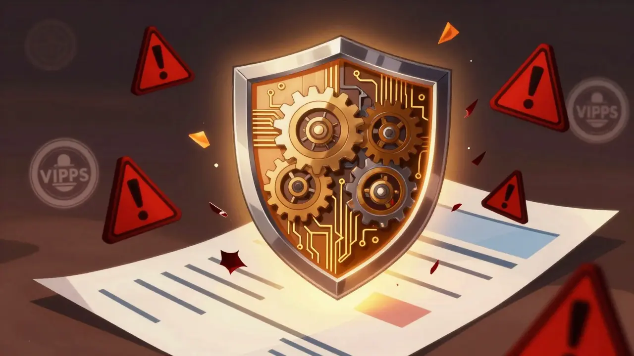 Mechanical shield protecting prescription from scam warnings