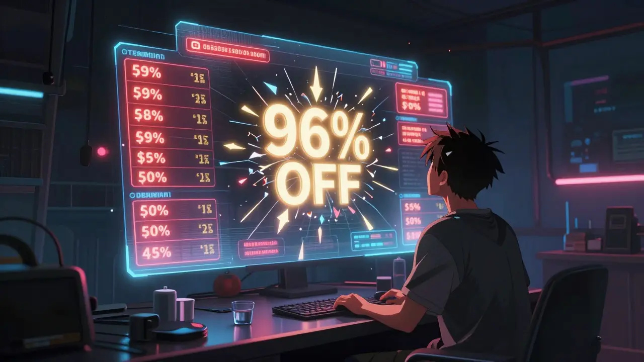 Person viewing holographic discount prices for diabetes medication