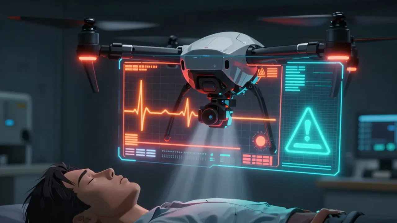 Medical drone displaying overdose warning signals