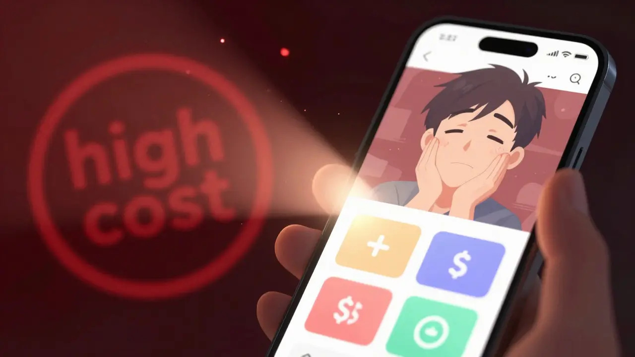 Person using a smartphone coupon app to save money on prescriptions, glowing screen.