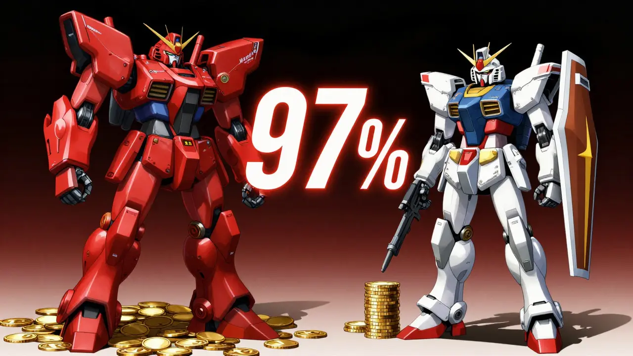 Anime-style comparison of expensive brand vs cheap generic medication costs.
